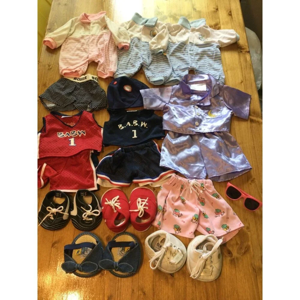 Build-A-Bear BABW Sports Outfits Shoes Set Jerseys Shorts Polka Dot Boxer Sandal